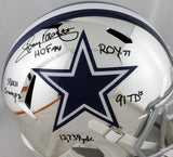 Tony Dorsett Signed Dallas Cowboys F/S Chrome Helmet w/ 5 Insc -JSA W Auth *Blk