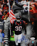 Jadeveon Clowney Autographed Texans 8x10 PF Photo w/ Flag- JSA W Auth *Blue