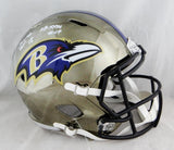 Ray Lewis Full Name Signed Ravens F/S Chrome Helmet w/ HOF& SB MVP- Beckett Auth