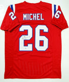 Sony Michel Autographed Red Pro Style Jersey- Beckett Authenticated *2