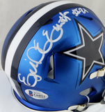 Ezekiel Elliott Autographed Cowboys Blaze Mini Helmet- Beckett Auth *White