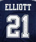 Ezekiel Elliott Autographed Blue Pro Style Jersey - Beckett W Auth *1