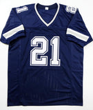 Ezekiel Elliott Autographed Blue Pro Style Jersey - Beckett W Auth *1