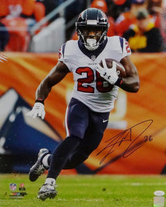 Lamar Miller Autographed Texans 16x20 PF Running in Denver -JSA W Auth *Blue