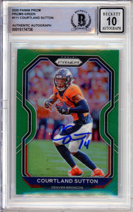 2020 Panini Prizm Green #111 Courtland Sutton Broncos BAS Autograph 10