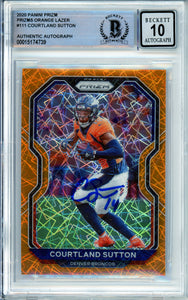 2020 Panini Prizm Orange Lazer #111 Courtland Sutton Broncos BAS Autograph 10