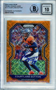 2020 Panini Prizm Orange Lazer #111 Courtland Sutton Broncos BAS Autograph 10