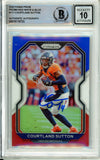 2020 Panini Prizm Red, White, Blue #111 Courtland Sutton Denver Broncos BGS Autograph 10