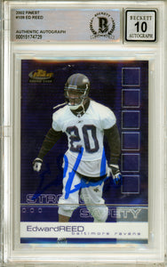 2002 Finest #109 Ed Reed RC Baltimore Ravens BAS Autograph 10