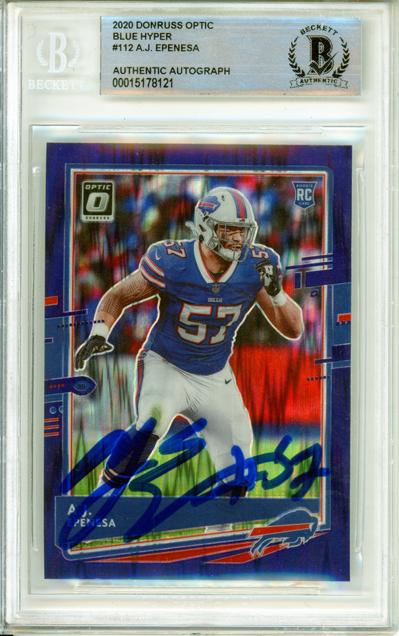 2020 Donruss Optic Blue Hyper #112 AJ Epenesa RC Buffalo Bills BAS Autograph 10