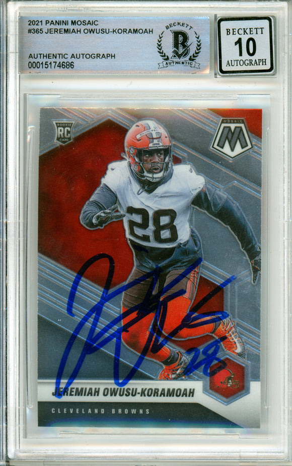 2021 Panini Mosaic #365 Jeremiah-Koramoah RC Cleavland Browns BAS Autograph 10