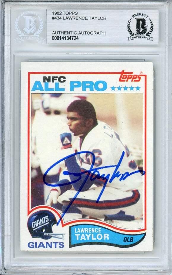 1982 Topps #434 Lawrence Taylor RC New York Giants BAS Autograph 10