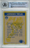 1982 Topps In Action #435 Lawrence Taylor RC New York Giants BAS Autograph 10