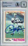 1982 Topps In Action #435 Lawrence Taylor RC New York Giants BAS Autograph 10