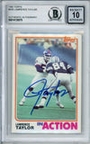 1982 Topps In Action #435 Lawrence Taylor RC New York Giants BAS Autograph 10