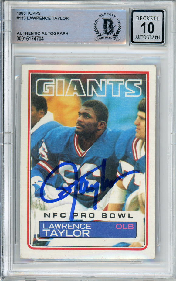 1983 Topps #133 Lawrence Taylor New York Giants BAS Autograph 10