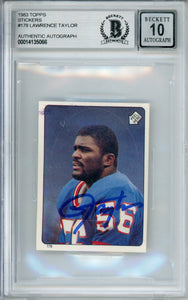 1983 Topps Stickers #178 Lawrence Taylor New York Giants BAS Autograph 10