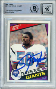 1984 Topps #321 Lawrence Taylor New York Giants BAS Autograph 10