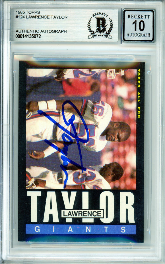 1985 Topps #124 Lawrence Taylor New York Giants BAS Autograph 10