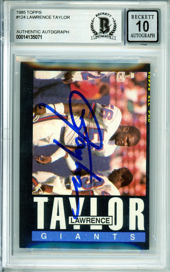 1985 Topps #124 Lawrence Taylor New York Giants BAS Autograph 10