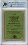 1984 Topps Instant Replay #322 Lawrence Taylor New York Giants BAS Autograph 10