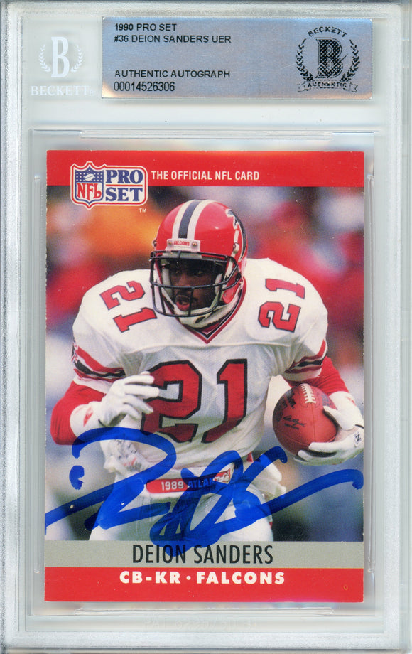 1990 Pro Set #36 Deion Sanders Atlanta Falcons BAS Autograph 10