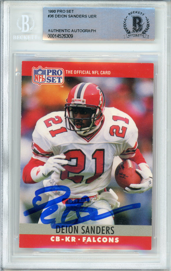 1990 Pro Set #36 Deion Sanders Atlanta Falcons BAS Autograph 10