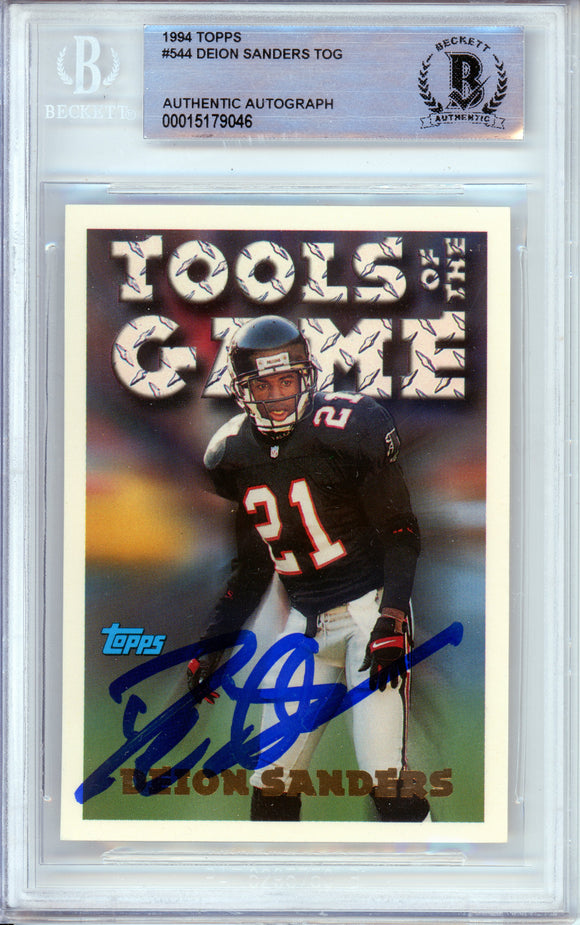 1994 Topps Tools of the Game #544 Deion Sanders Atlanta Falcons BAS Autograph 10