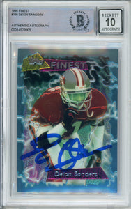 1995 Topps Finest #100 Deion Sanders San Fransico 49ers BAS Autograph 10