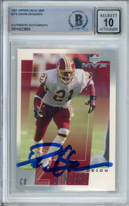 2001 Upper Deck MVP #278 Deion Sanders Washington Commanders BAS Autograph 10