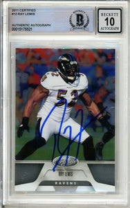 2011 Panini Certified #12 Ray Lewis Baltimore Ravens BAS Autograph 10