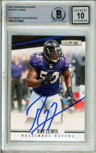 2012 Rookies & Stars #14 Ray Lewis Baltimore Ravens BAS Autograph 10