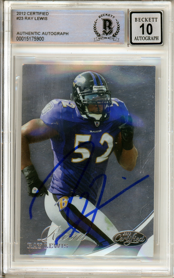 2012 Panini Certified #23 Ray Lewis Baltimore Ravens BAS Autograph 10