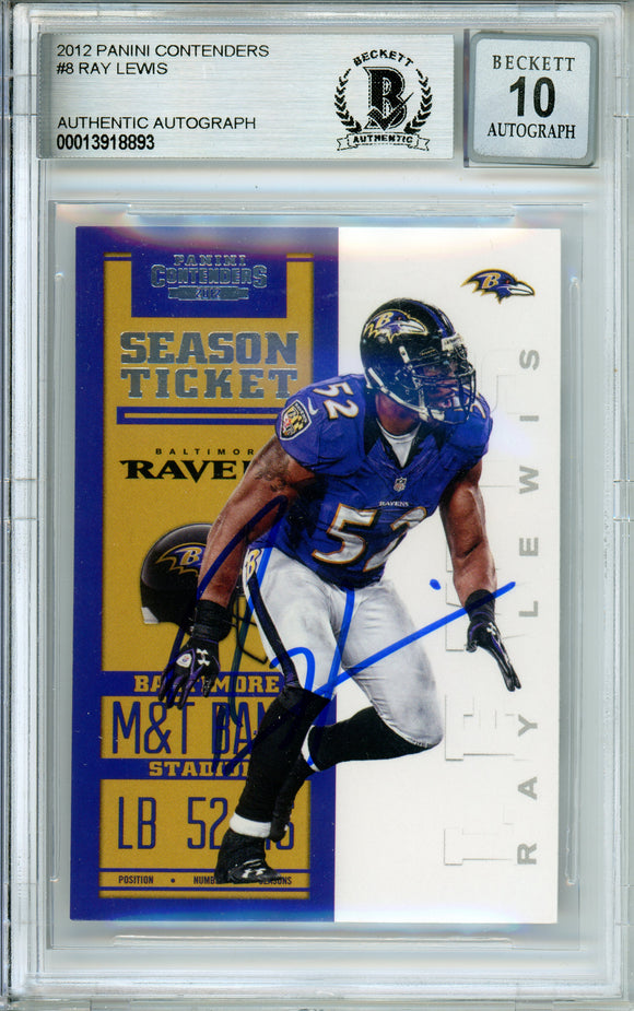 2012 Panini Contenders #8 Ray Lewis Baltimore Ravens BAS Autograph 10