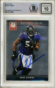 2012 Panini Elite #8 Ray Lewis Baltimore Ravens BAS Autograph 10