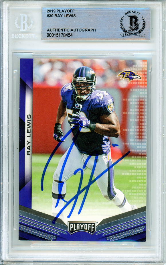 2019 Panini Playoff #30 Ray Lewis Baltimore Ravens BAS Autograph 10