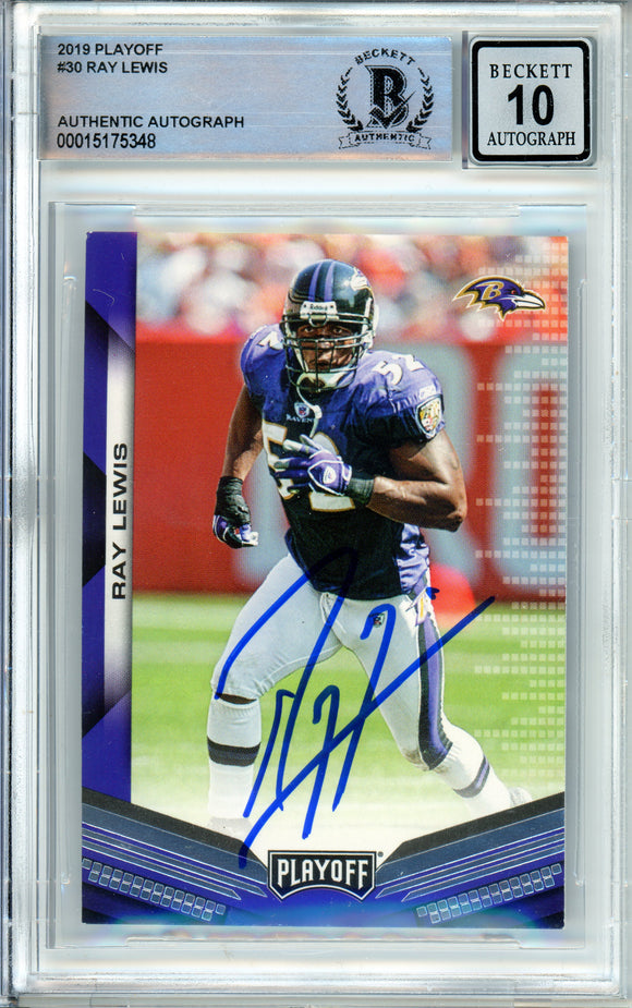 2019 Panini Playoff #30 Ray Lewis Baltimore Ravens BAS Autograph 10