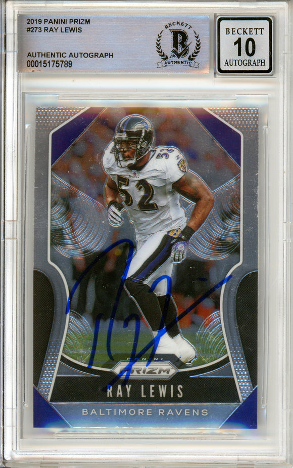 2019 Panini Prizm #273 Ray Lewis Baltimore Ravens BAS Autograph 10