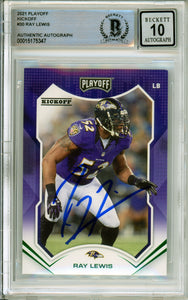 2021 Panini Playoff Kickoff #30 Ray Lewis Baltimore Ravens BAS Autograph 10