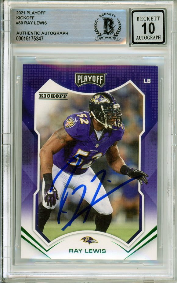 2021 Panini Playoff Kickoff #30 Ray Lewis Baltimore Ravens BAS Autograph 10