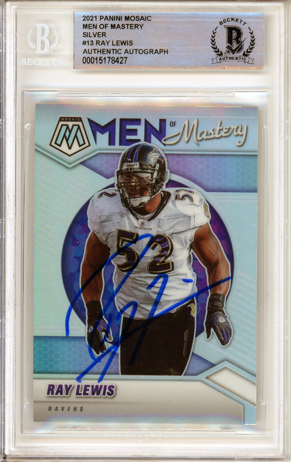 2021 Panini Mosaic Men of Mastery Silver #13 Ray Lewis Ravens BAS Auto 10