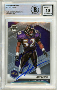 2021 Panini Mosaic #21 Ray Lewis Baltimore Ravens BAS Autograph 10