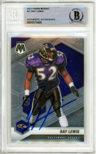 2021 Panini Mosaic #21 Ray Lewis Baltimore Ravens BAS Autograph