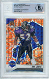 2021 Panini Mosaic Reactive Orange #21 Ray Lewis Ravens BAS Autograph