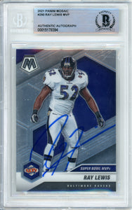 2021 Panini Mosaic MVP #290 Ray Lewis Baltimore Ravens BAS Auto