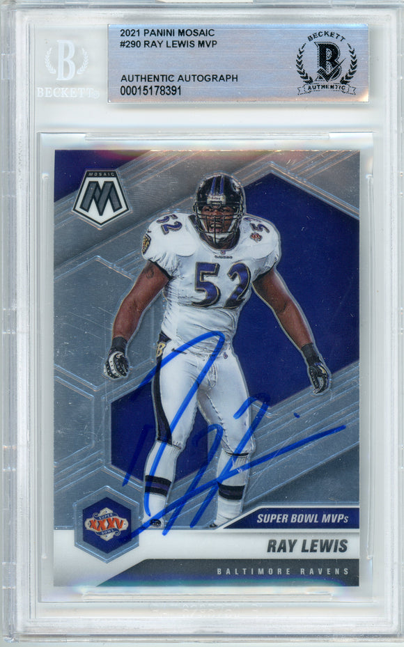 2021 Panini Mosaic MVP #290 Ray Lewis Baltimore Ravens BAS Auto