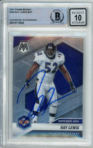 2021 Panini Mosaic MVP #290 Ray Lewis Baltimore Ravens BAS Auto 10