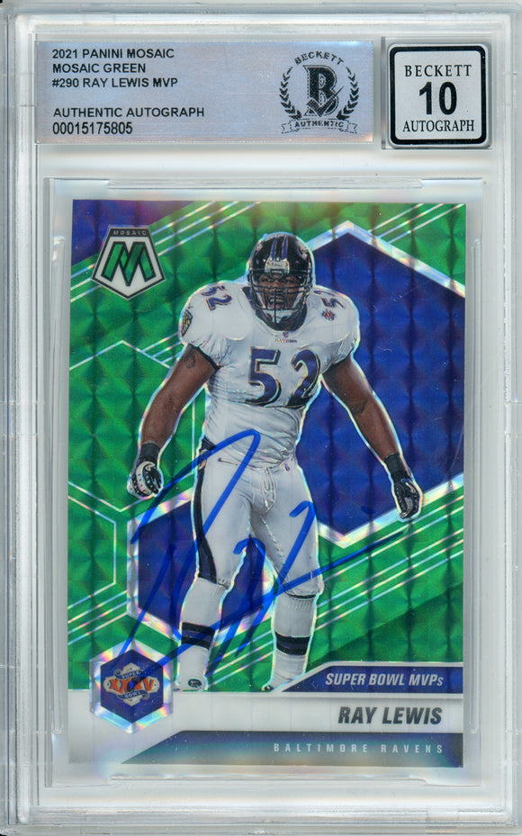 2021 Panini Mosaic MVP Green #290 Ray Lewis Ravens BAS Autograph 10