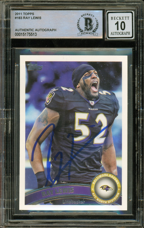 2011 Topps #183 Ray Lewis Baltimore Ravens BAS Autograph 10