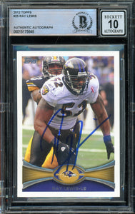 2012 Topps #25 Ray Lewis Baltimore Ravens BAS Autograph 10